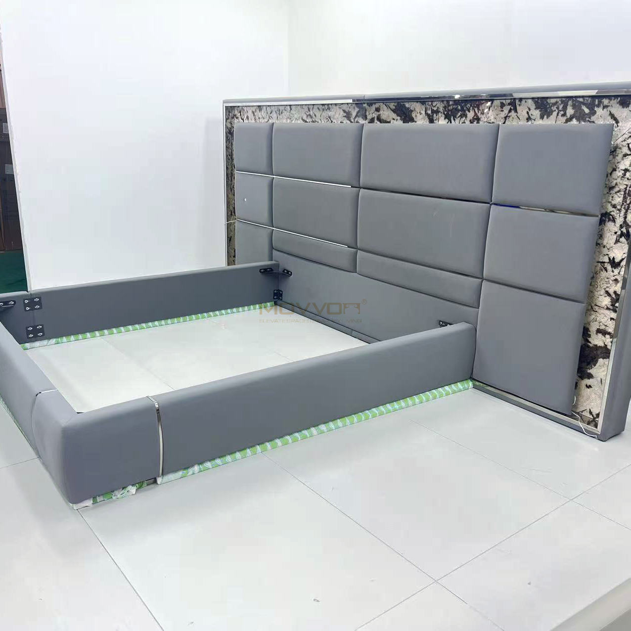 Modern Luxury LED Platform Bed with Integrated Nightstands