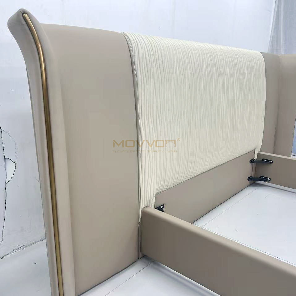 Modern Wave Wing Upholstered Bed Frame