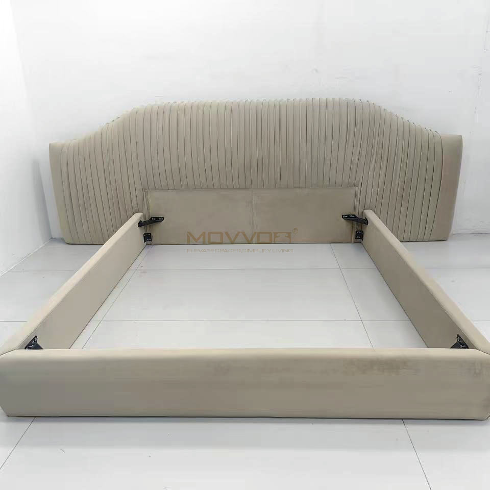 Arched Channel Upholstered Bed with Wide Low Platform Frame