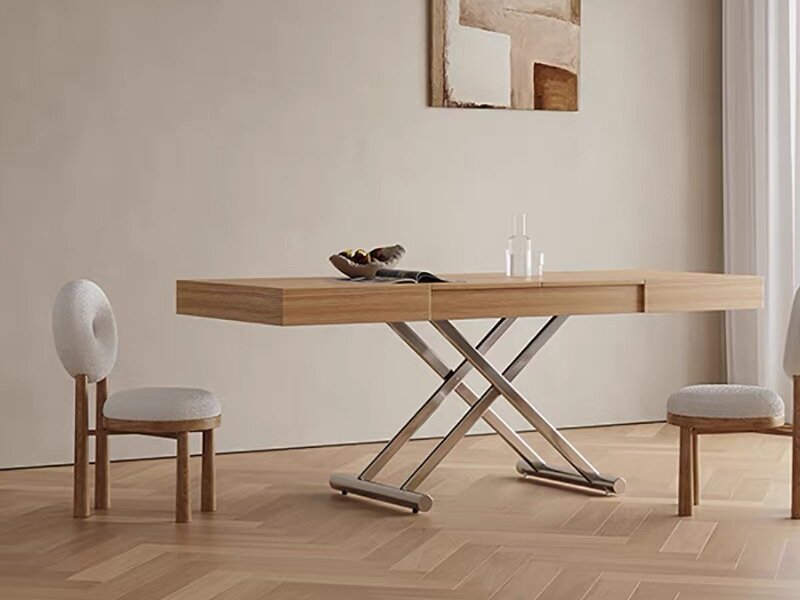 Insert-Leaf Lift Coffee Table for Dining and Work Conversion