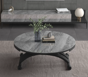 Round-Conversion Lift Table with Curved Scissor Base