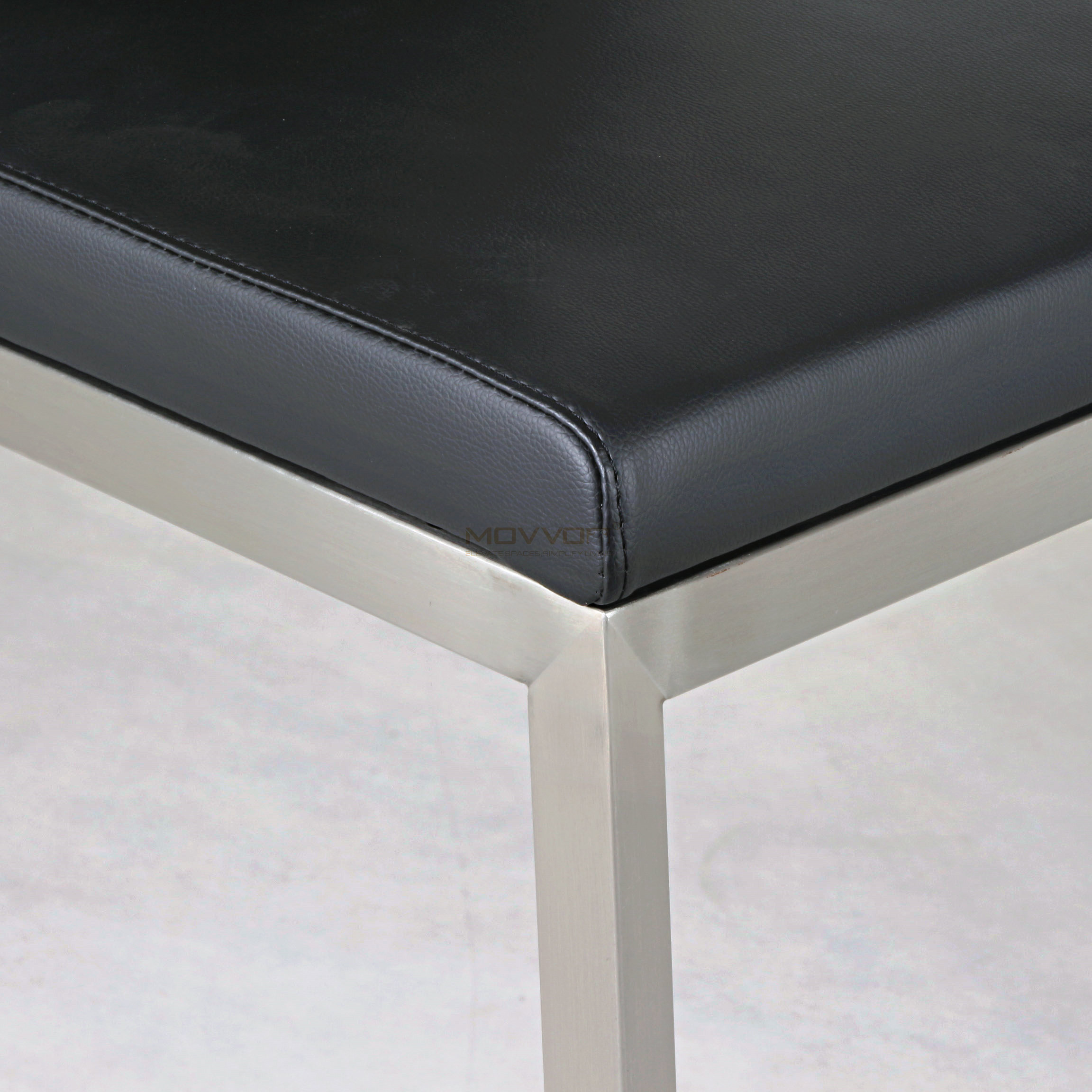 Black Upholstered Cantilever Bar Chair with Brushed Metal Sled Frame