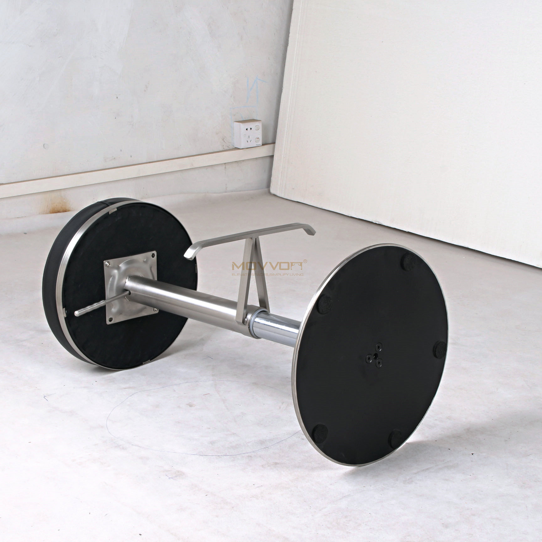 Black Round Cushion Adjustable Bar Stool with Chrome T-Bar Footrest