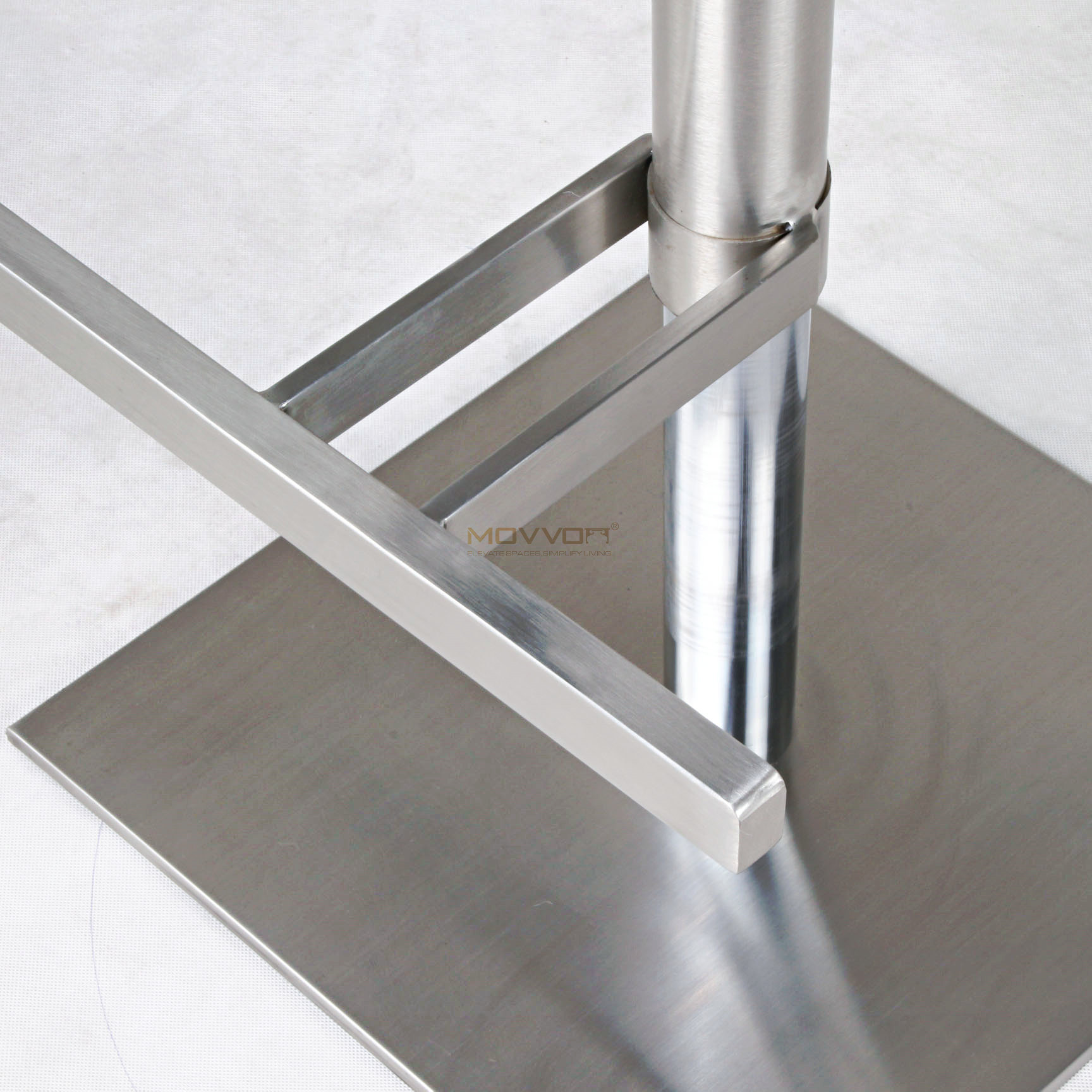 Split-Channel Black Bar Stool with T-Bar Footrest and Square Base