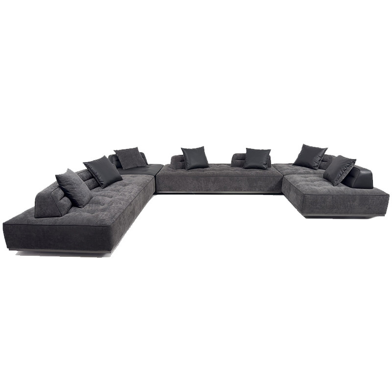 Grey Tufted Modular Sofa System for Flexible Lounge Planning