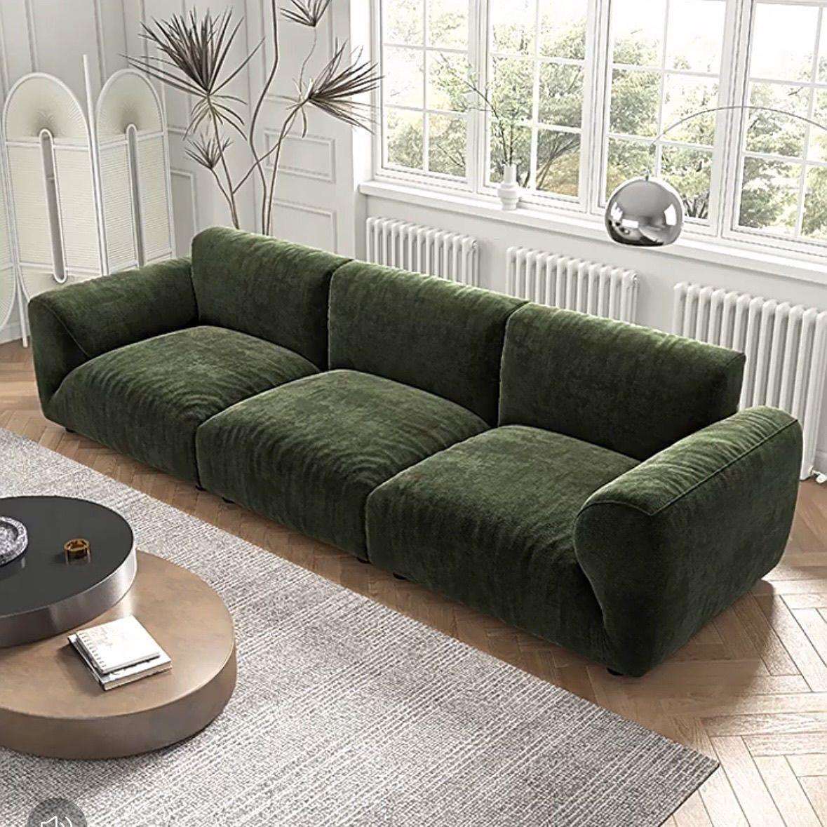 Deep-Block Chenille Modular Sofa for Low Modern Lounge Layouts