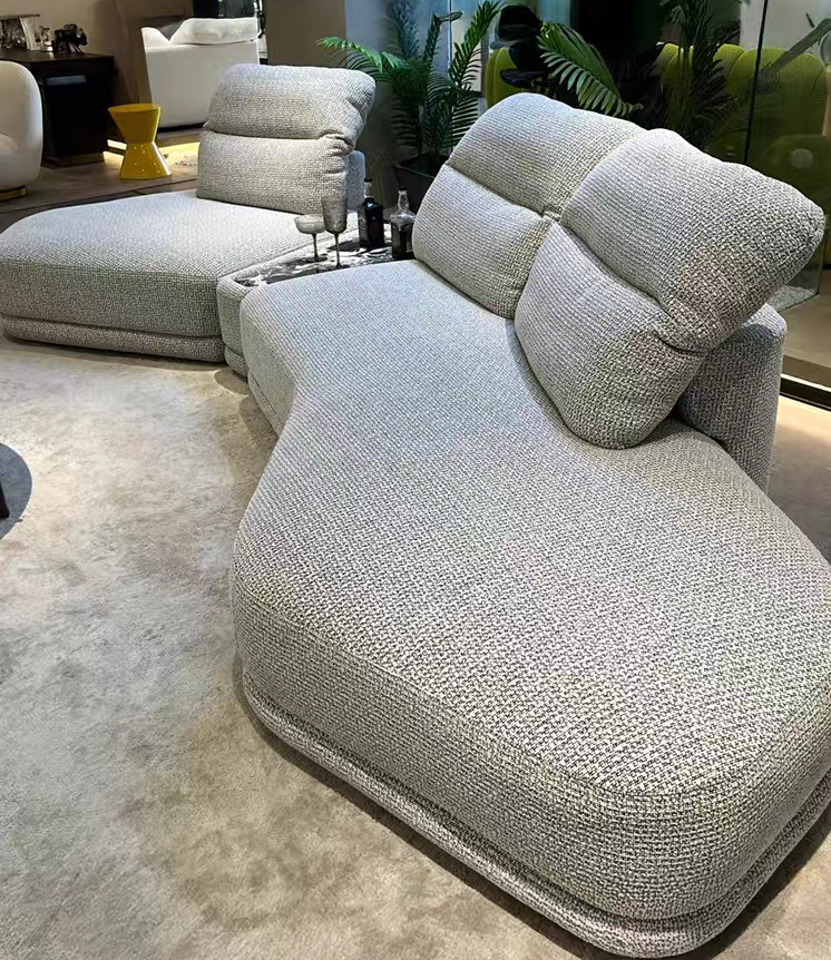 Free-Form Modular Lounge Sofa with Triangular Connector Table