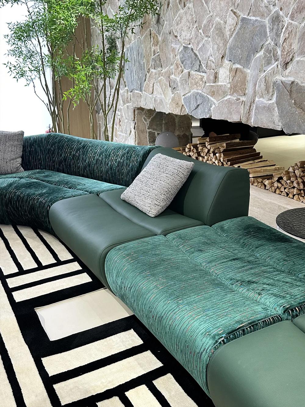 Emerald Mixed-Material Modular Sofa for Extended Lounge Layouts