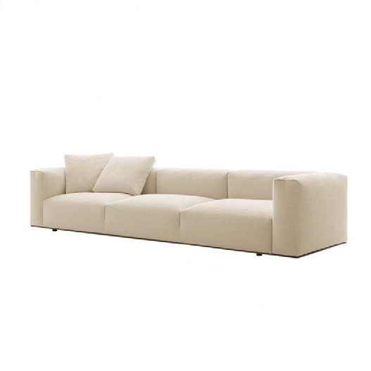 Clean-Block Modular Sofa in Cream Boucle or Brown Leather-Look Finish