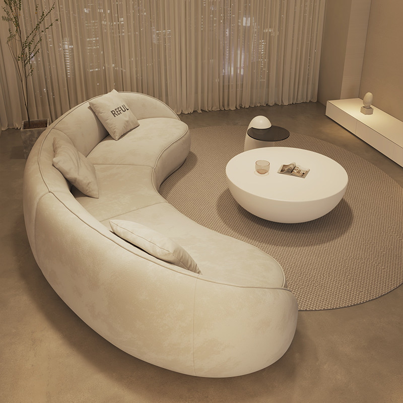 Cream Crescent Sofa for Round Conversation Lounge Layouts