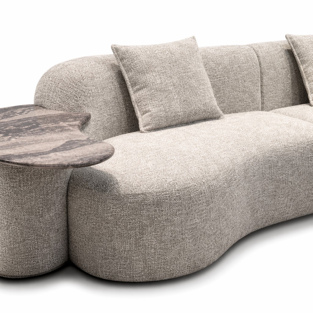 Twin-Round-End Cloud Sofa with Low Back Modular Seating