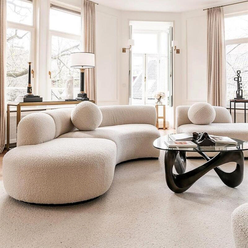 ​Pebble Lounge Sofa System with Round Back Cushions and Organic Chaise Pods