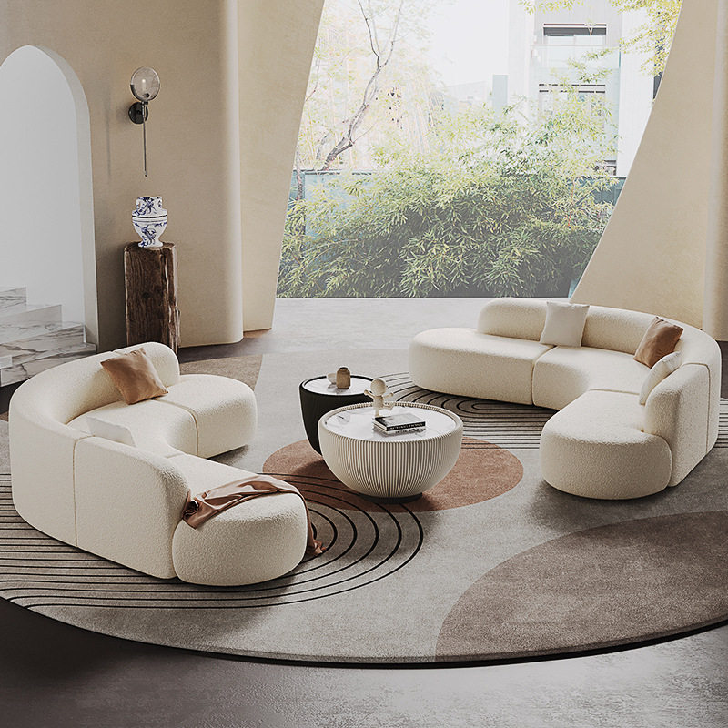 ​Pebble Lounge Sofa System with Round Back Cushions and Organic Chaise Pods
