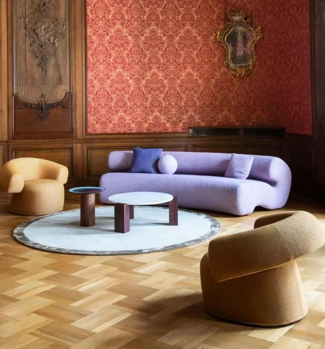 Artistic Roll-Back Sofa with Open Base Cutout and Color Accent Pillows