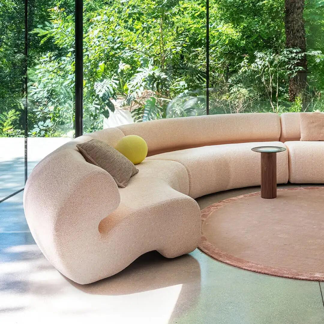 Artistic Roll-Back Sofa with Open Base Cutout and Color Accent Pillows