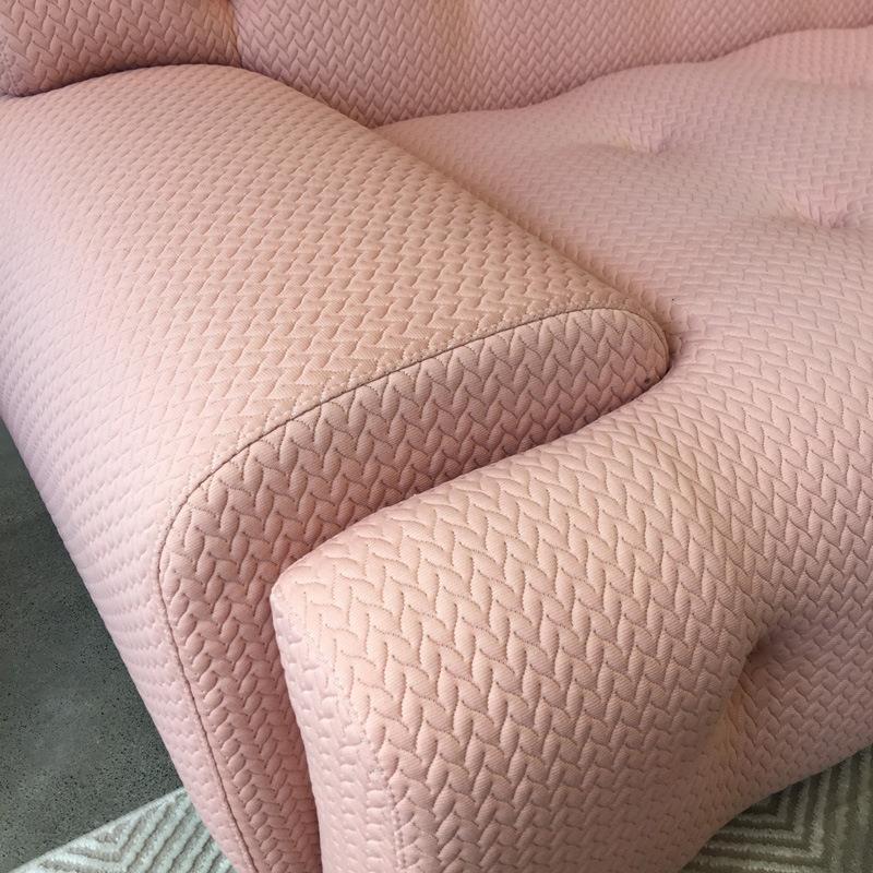 Pastel Button-Tufted Sofa with Ribbed Side Arms and Modular Color Options