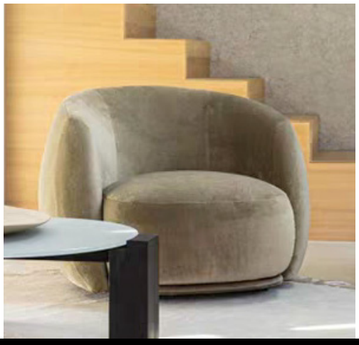 Olive Velvet Tub Lounge Chair with Rounded Wraparound Arms